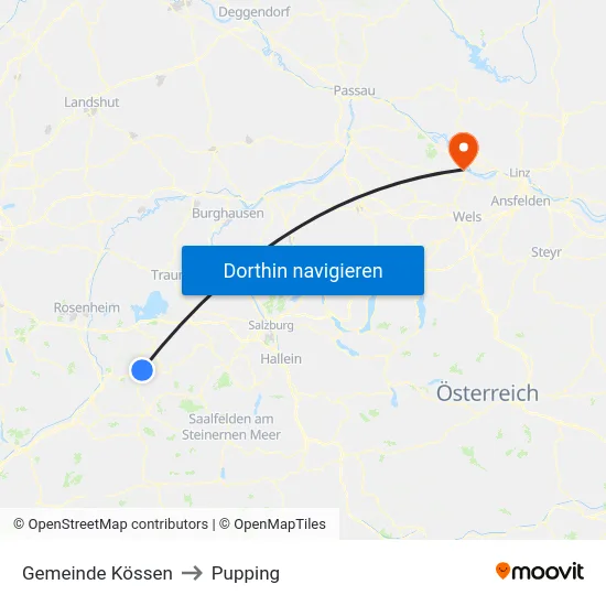 Gemeinde Kössen to Pupping map