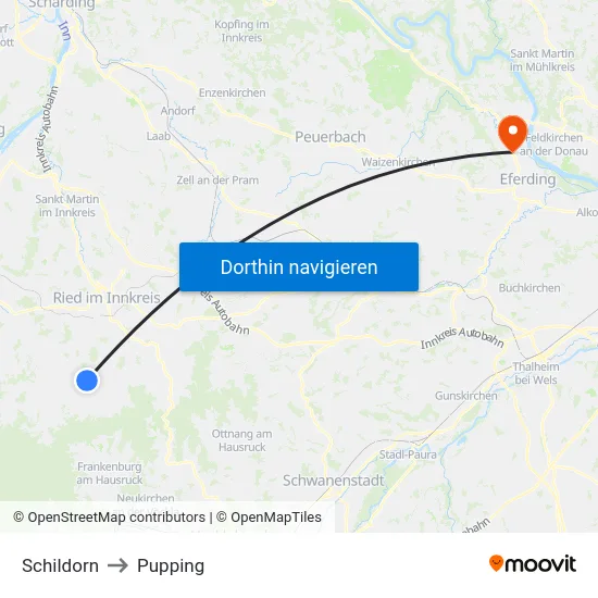 Schildorn to Pupping map