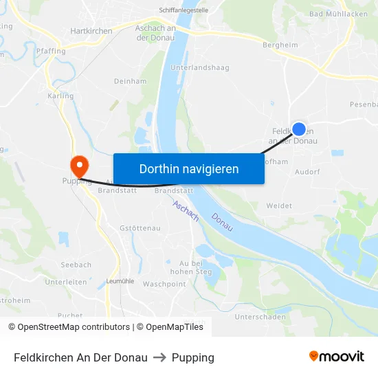 Feldkirchen An Der Donau to Pupping map