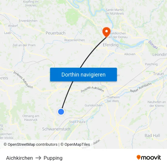 Aichkirchen to Pupping map