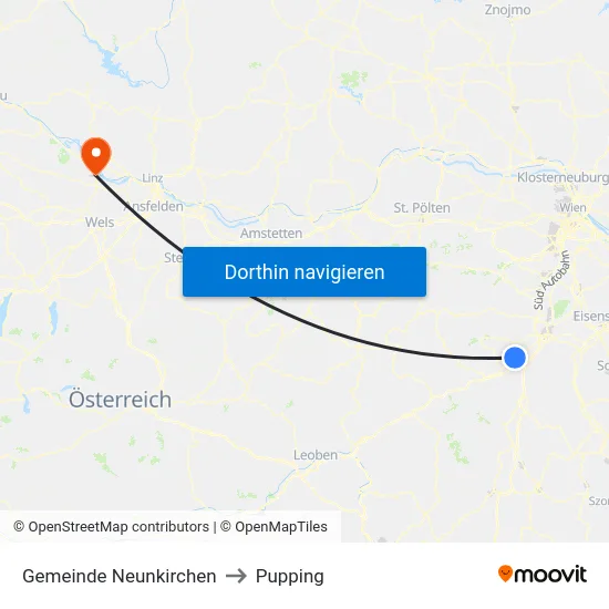 Gemeinde Neunkirchen to Pupping map