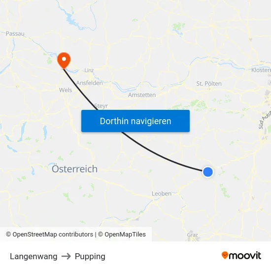 Langenwang to Pupping map