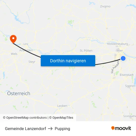 Gemeinde Lanzendorf to Pupping map