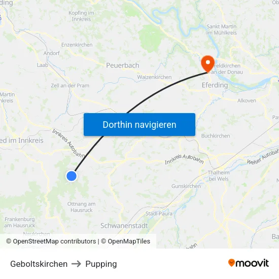 Geboltskirchen to Pupping map
