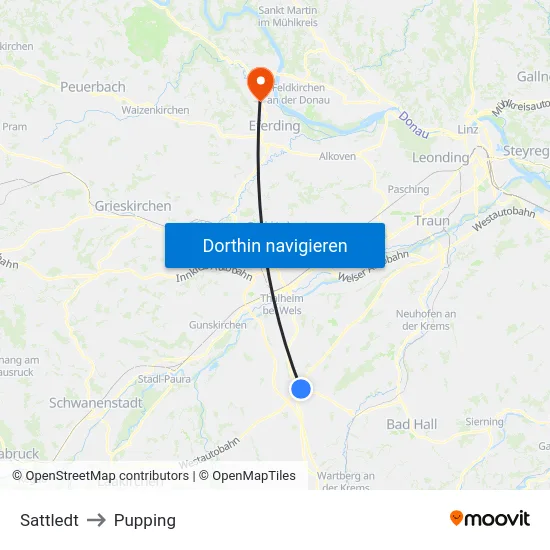 Sattledt to Pupping map