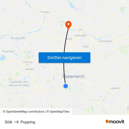 Sölk to Pupping map