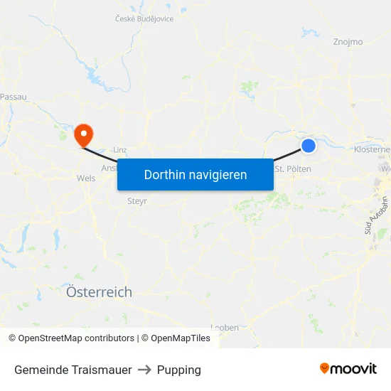 Gemeinde Traismauer to Pupping map