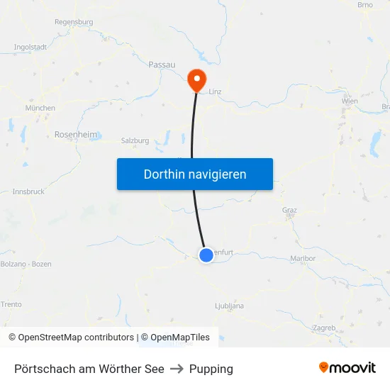Pörtschach am Wörther See to Pupping map