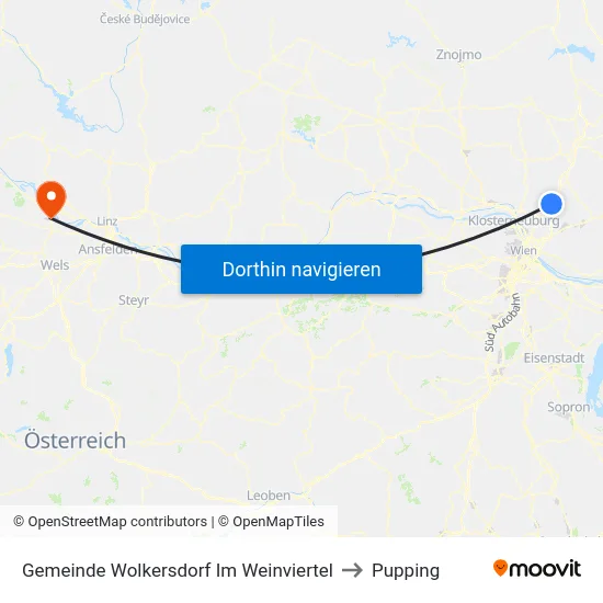 Gemeinde Wolkersdorf Im Weinviertel to Pupping map