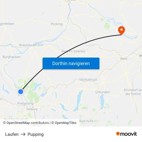 Laufen to Pupping map