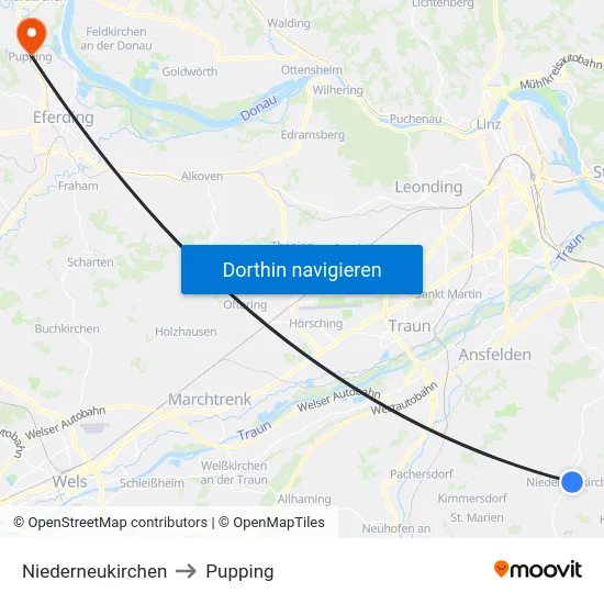 Niederneukirchen to Pupping map