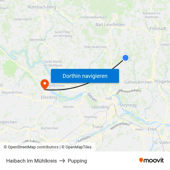 Haibach Im Mühlkreis to Pupping map