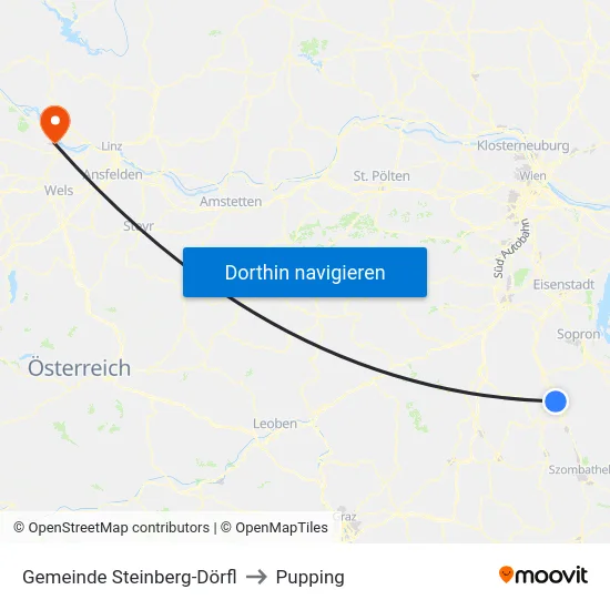 Gemeinde Steinberg-Dörfl to Pupping map