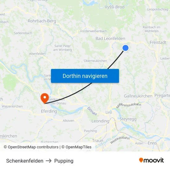 Schenkenfelden to Pupping map