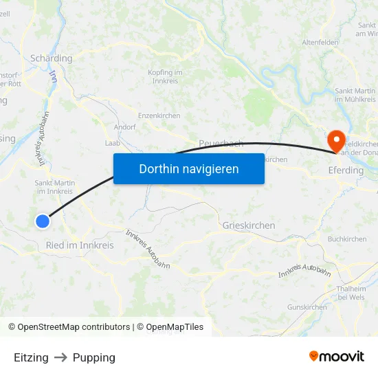 Eitzing to Pupping map