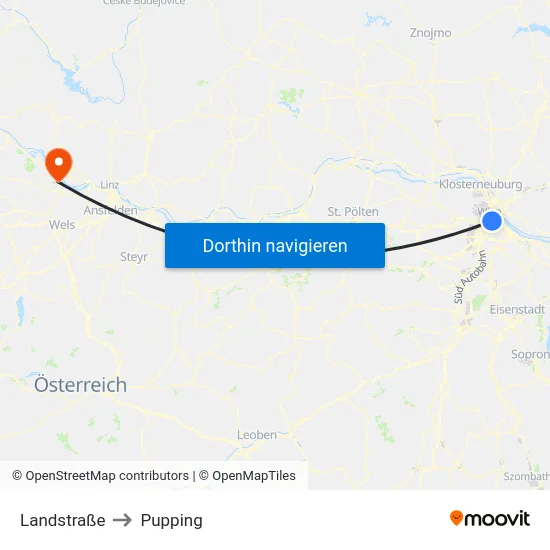 Landstraße to Pupping map
