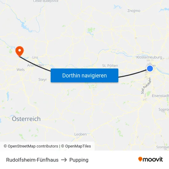 Rudolfsheim-Fünfhaus to Pupping map
