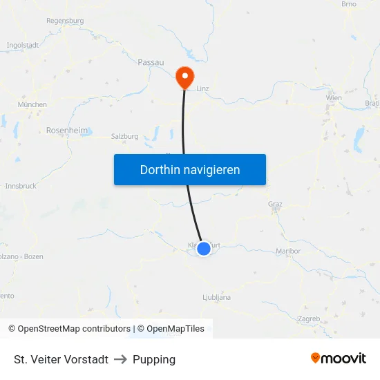 St. Veiter Vorstadt to Pupping map