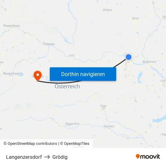 Langenzersdorf to Grödig map