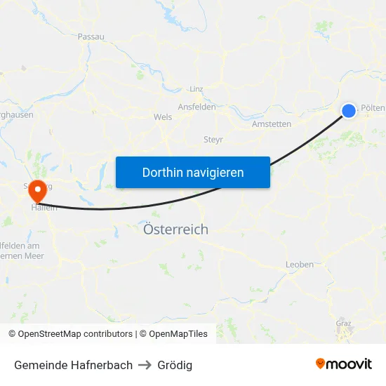Gemeinde Hafnerbach to Grödig map
