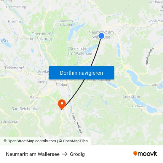 Neumarkt am Wallersee to Grödig map