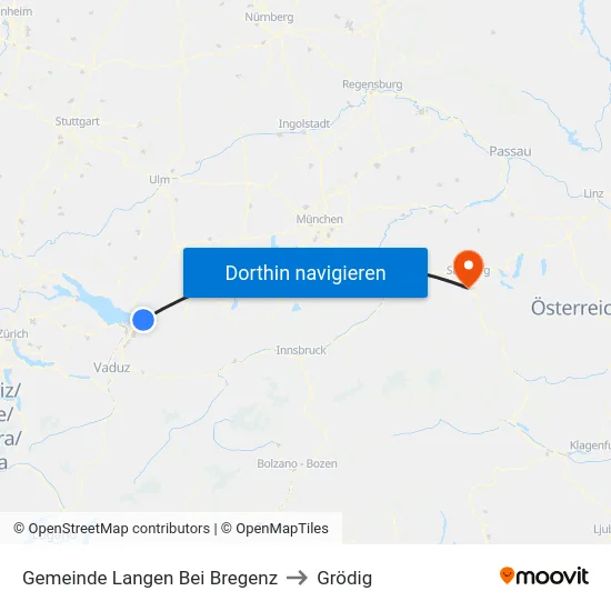 Gemeinde Langen Bei Bregenz to Grödig map