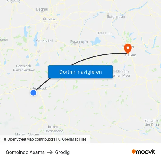 Gemeinde Axams to Grödig map