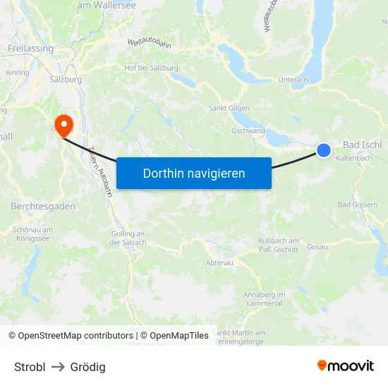 Strobl to Grödig map