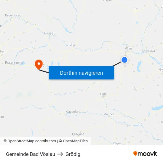 Gemeinde Bad Vöslau to Grödig map