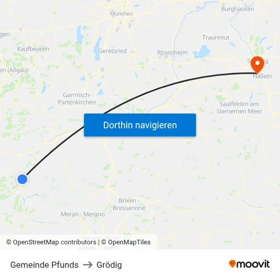 Gemeinde Pfunds to Grödig map