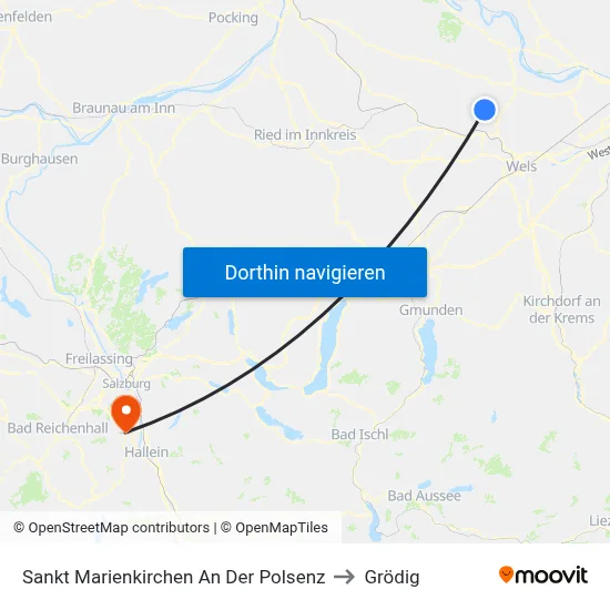 Sankt Marienkirchen An Der Polsenz to Grödig map