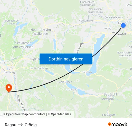 Regau to Grödig map