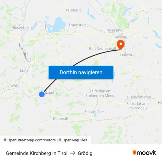 Gemeinde Kirchberg In Tirol to Grödig map