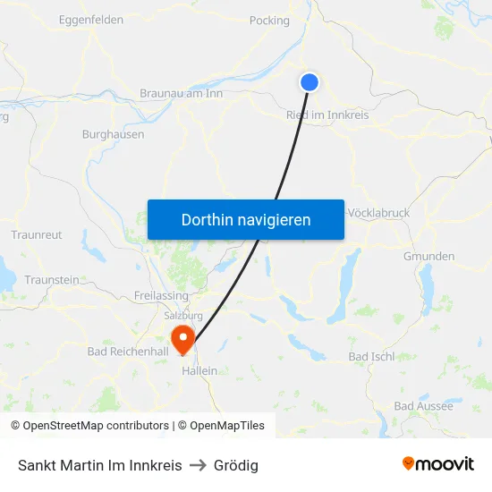 Sankt Martin Im Innkreis to Grödig map