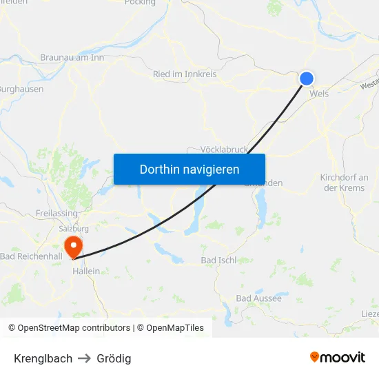 Krenglbach to Grödig map