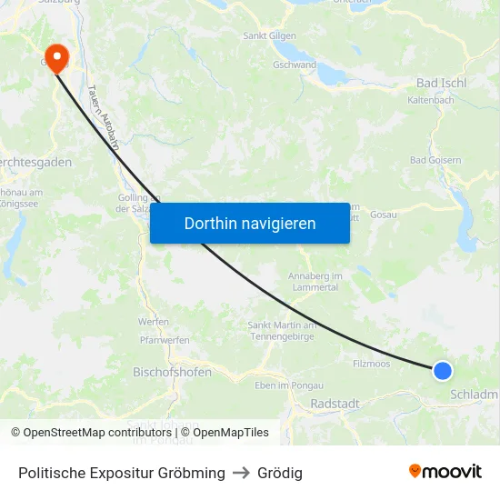Politische Expositur Gröbming to Grödig map