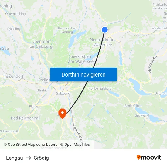 Lengau to Grödig map