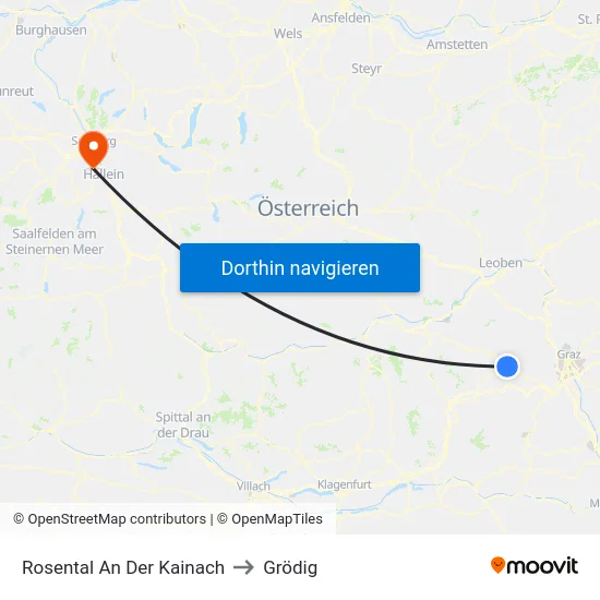 Rosental An Der Kainach to Grödig map