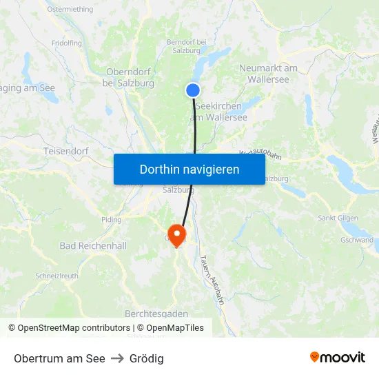 Obertrum am See to Grödig map