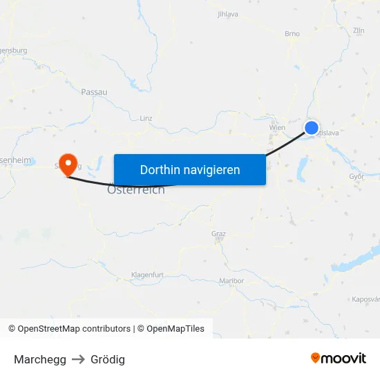 Marchegg to Grödig map