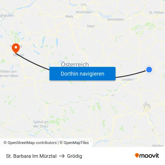 St. Barbara Im Mürztal to Grödig map