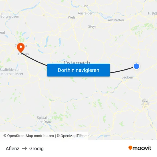 Aflenz to Grödig map