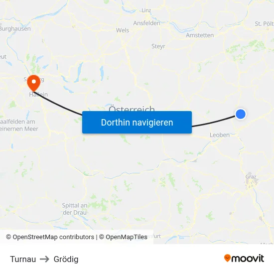 Turnau to Grödig map