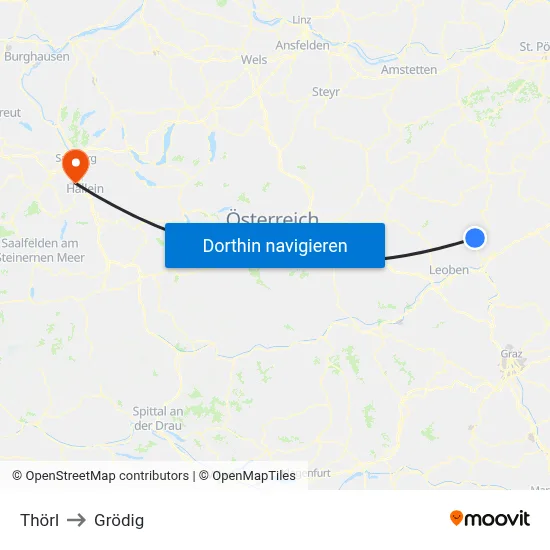 Thörl to Grödig map