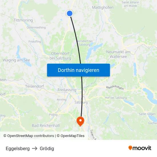 Eggelsberg to Grödig map