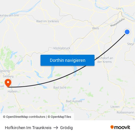 Hofkirchen Im Traunkreis to Grödig map