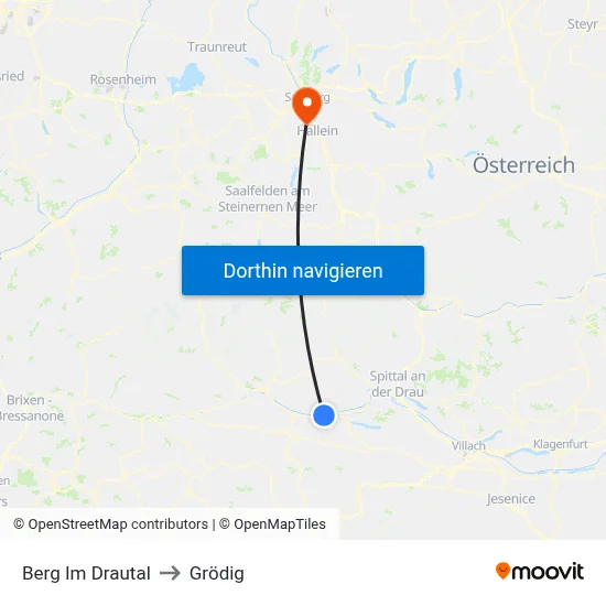 Berg Im Drautal to Grödig map