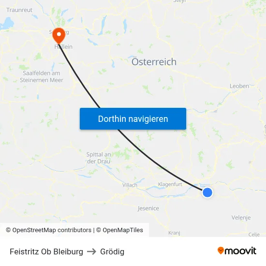 Feistritz Ob Bleiburg to Grödig map