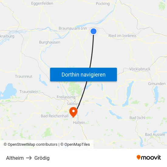 Altheim to Grödig map