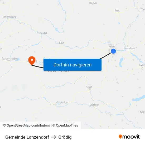 Gemeinde Lanzendorf to Grödig map